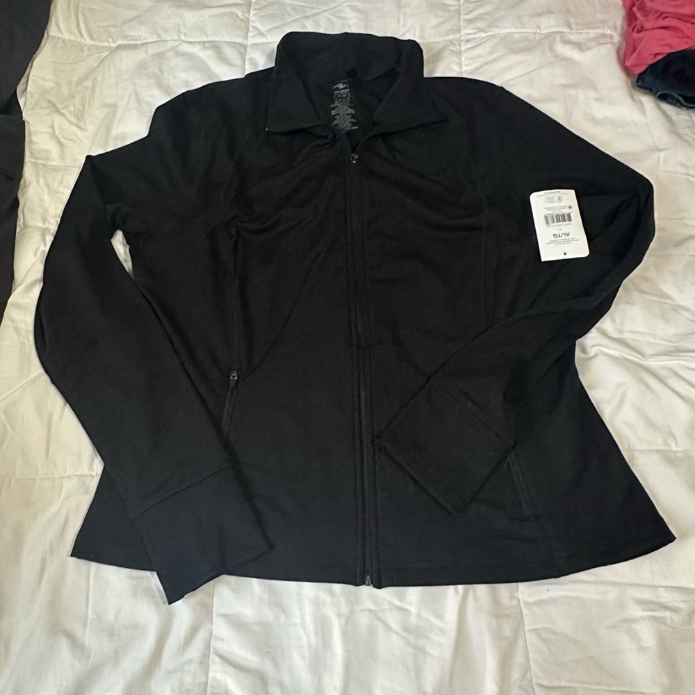 Athletic Works Black Activewear  Jacket Full-Length Zipper